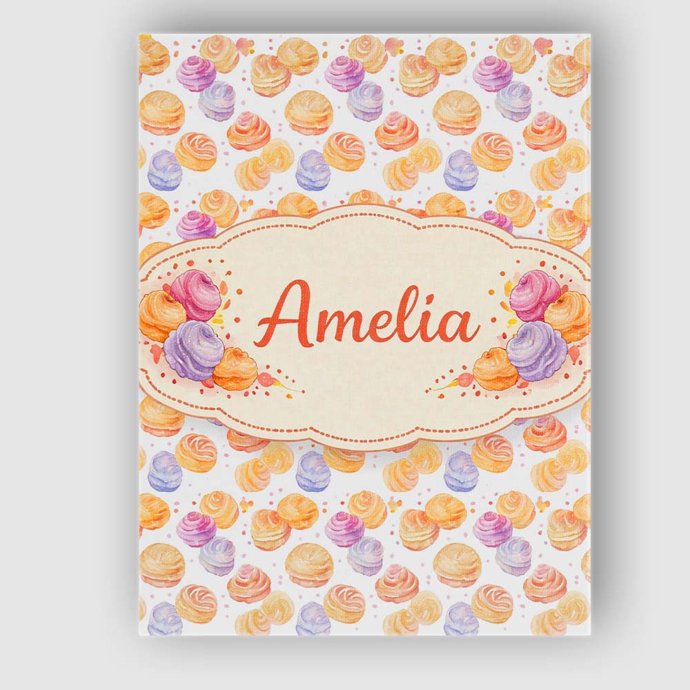 Personalised Name Pastel Cream Swirl Meringue Dessert Seamless Custom Modern Room Accent Canvas Wall Art Print Decor Picture Ready to Hang