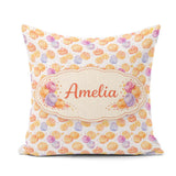 Custom Name Pastel Cream Swirl Meringue Dessert Seamless Pattern Square Filled Cushion Throw Pillow Sofa Bed Home Decor Zip Washable UK Made