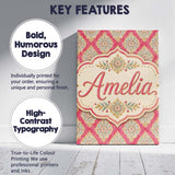 Personalised Name Elegant Ornamental Custom Premium Decorative Design Modern Room Accent Canvas Wall Art Print Decor Picture Ready to Hang