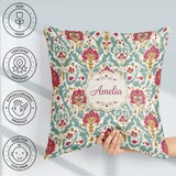 Custom Name Decorative Damask Pattern with Teal and Pink Accents Square Filled Cushion Throw Pillow Sofa Bed Home Decor Zip Washable UK Made