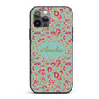 Vintage Floral Vine Pattern with Pink Blossoms on Custom Name Protective Phone Case Mobile Cover Durable Everyday Smartphone Shock Resistant