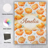 Personalised Name Glazed Croissant Pastry Food Seamless Pattern Cute Custom  Home Canvas Wall Art Print Decor Picture Ready to Hang