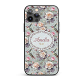 Elegant Hummingbird with Roses Soft Pastel Floral Custom Name Protective Phone Case Mobile Cover Durable Everyday Smartphone Shock Resistant