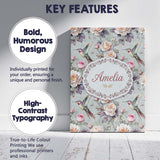 Personalised Name Elegant Hummingbird with Custom  Bespoke Contemporary Statement Canvas Wall Art Print Decor Picture Ready to Hang