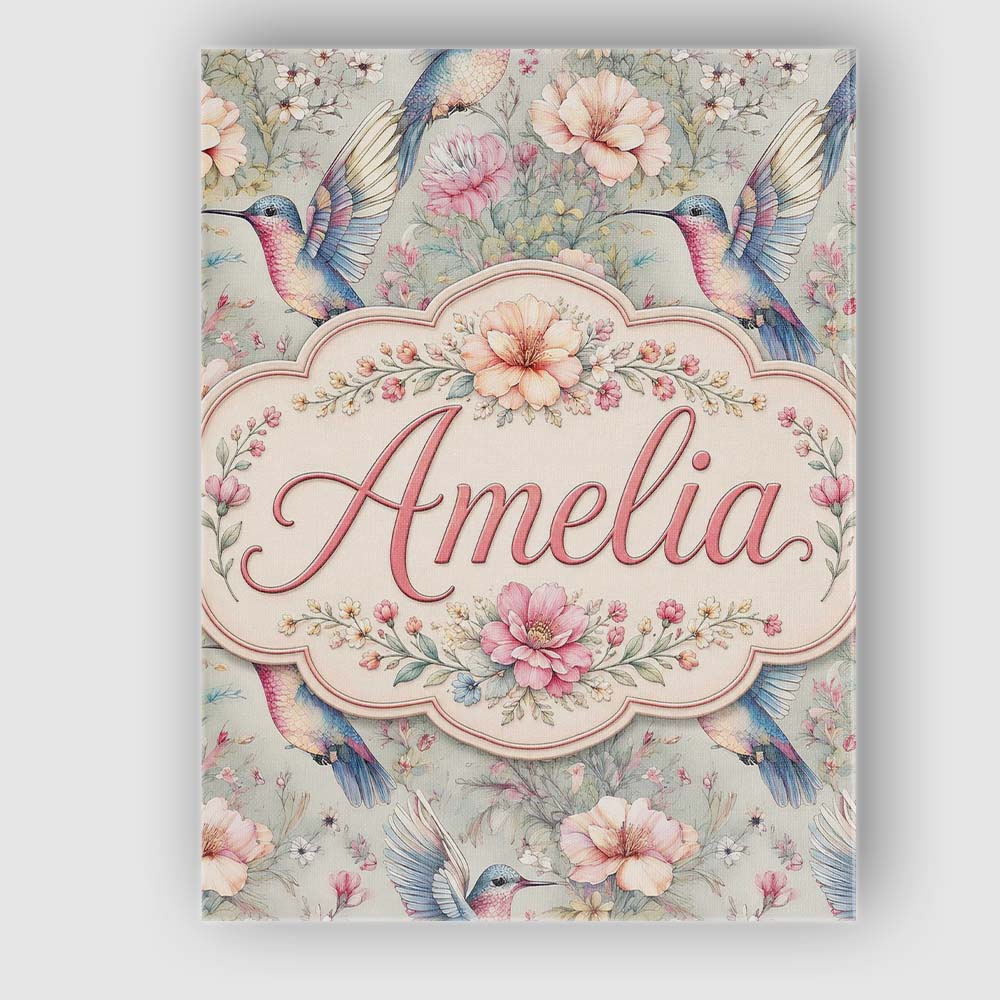 Personalised Name Soft Watercolor Hummingbird Custom Unique Gift Idea Modern Room Accent Canvas Wall Art Print Decor Picture Ready to Hang