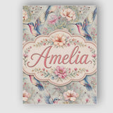 Personalised Name Soft Watercolor Hummingbird Custom Unique Gift Idea Modern Room Accent Canvas Wall Art Print Decor Picture Ready to Hang