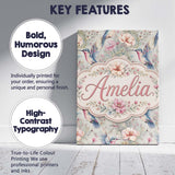 Personalised Name Soft Watercolor Hummingbird Custom Unique Gift Idea Modern Room Accent Canvas Wall Art Print Decor Picture Ready to Hang