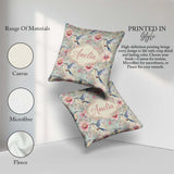 Custom Name Pastel and Blossom Garden Seamless Pattern Name Cute Square Filled Cushion Throw Pillow Sofa Bed Home Decor Zip Washable UK Made