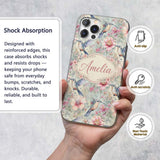 Pastel Hummingbird and Blossom Garden Seamless Custom Name Protective Phone Case Mobile Cover Durable Everyday Smartphone Shock Resistant