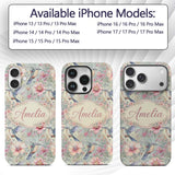Pastel Hummingbird and Blossom Garden Seamless Custom Name Protective Phone Case Mobile Cover Durable Everyday Smartphone Shock Resistant