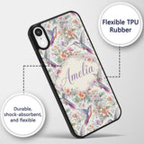 Colorful Hummingbird with Wildflower Garden Printed Design Custom Name Protective Phone Case Mobile Cover Durable Smartphone Shock Resistant