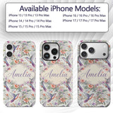 Colorful Hummingbird with Wildflower Garden Printed Design Custom Name Protective Phone Case Mobile Cover Durable Smartphone Shock Resistant