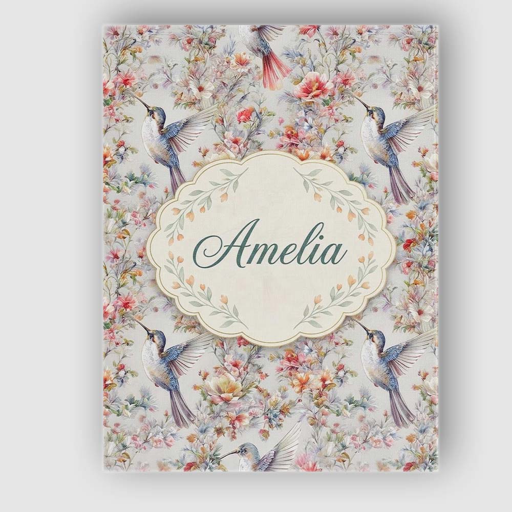 Personalised Name Elegant Hummingbird with Custom  Bespoke Contemporary Statement Canvas Wall Art Print Decor Picture Ready to Hang