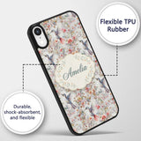 Elegant Hummingbird with Floral Bloom Garden Custom Name Protective Phone Case Mobile Cover Durable Everyday Smartphone Shock Resistant