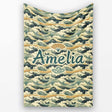 Vintage Ocean Waves Japanese Style Seamless Pattern Name Cute  Personalised Custom Name Super Soft Fleece Blanket Bed Sofa Throw