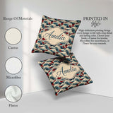 Custom Name Japanese Ocean Waves with Red Accents Seamless Name Square Filled Cushion Throw Pillow Sofa Bed Home Decor Zip Washable UK Made