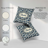 Custom Name Classic Blue Japanese Ocean Waves Seamless Name Cute Square Filled Cushion Throw Pillow Sofa Bed Home Decor Zip Washable UK Made