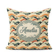 Custom Name Style Ocean Waves with Warm Tones Seamless Name Cute Square Filled Cushion Throw Pillow Sofa Bed Home Decor Zip Washable UK Made