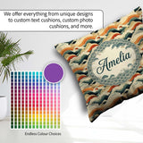 Custom Name Style Ocean Waves with Warm Tones Seamless Name Cute Square Filled Cushion Throw Pillow Sofa Bed Home Decor Zip Washable UK Made