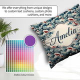Custom Name Japanese Wave Art with Red Details Seamless Pattern Square Filled Cushion Throw Pillow Sofa Bed Home Decor Zip Washable UK Made