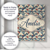 Personalised Name Detailed Japanese Wave Custom  Unique Gift Idea Elegant Feature Canvas Wall Art Print Decor Picture Ready to Hang