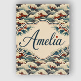 Personalised Name Dark Navy and Cream Custom Modern Room Accent Creative Decorator Style Canvas Wall Art Print Decor Picture Ready to Hang