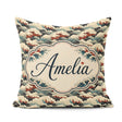 Custom Name Dark Navy and Cream Japanese Waves Pattern Name Cute Square Filled Cushion Throw Pillow Sofa Bed Home Decor Zip Washable UK Made