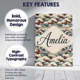 Personalised Name Dark Navy and Cream Custom Modern Room Accent Creative Decorator Style Canvas Wall Art Print Decor Picture Ready to Hang