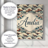 Personalised Name Dark Navy and Cream Custom Modern Room Accent Creative Decorator Style Canvas Wall Art Print Decor Picture Ready to Hang