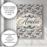 Personalised Name Traditional Red Cresting Custom  Unique Gift Idea Elegant Feature Canvas Wall Art Print Decor Picture Ready to Hang