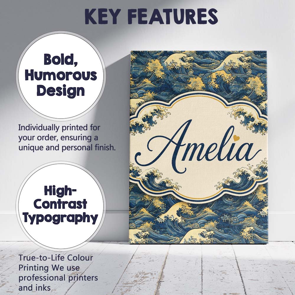 Personalised Name Elegant Gold and Deep Custom  Unique Gift Idea Modern Room Accent Canvas Wall Art Print Decor Picture Ready to Hang