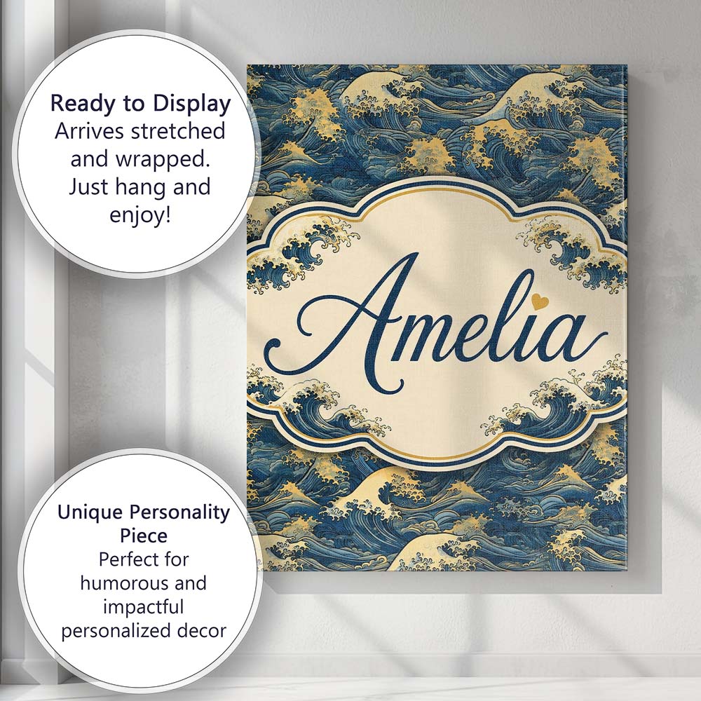 Personalised Name Elegant Gold and Deep Custom  Unique Gift Idea Modern Room Accent Canvas Wall Art Print Decor Picture Ready to Hang