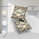 Custom Name Detailed Japanese Wave Foam Pattern Design Name Cute Square Filled Cushion Throw Pillow Sofa Bed Home Decor Zip Washable UK Made