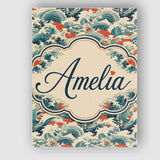 Personalised Name Stylised Blue and Coral Custom  Unique Gift Idea Elegant Feature Canvas Wall Art Print Decor Picture Ready to Hang