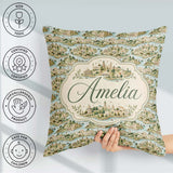 Custom Name Mediterranean Coastal Town Scenic Seamless Name Cute Square Filled Cushion Throw Pillow Sofa Bed Home Decor Zip Washable UK Made
