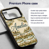 Vintage Riverside Village Landscape Seamless Custom Name Protective Phone Case Mobile Cover Durable Everyday Smartphone Shock Resistant