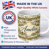 Personalized Custom Name Vintage Riverside Village Landscape Seamless Pattern Name Cute 11oz Ceramic Coffee Tea Mug White Large Handle