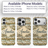 Vintage Riverside Village Landscape Seamless Custom Name Protective Phone Case Mobile Cover Durable Everyday Smartphone Shock Resistant