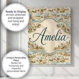 Personalised Name Ancient Coastal City Custom  Modern Room Accent Elegant Feature Canvas Wall Art Print Decor Picture Ready to Hang