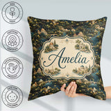 Custom Name Lush River Valley Town Scenic Seamless Pattern Name Square Filled Cushion Throw Pillow Sofa Bed Home Decor Zip Washable UK Made
