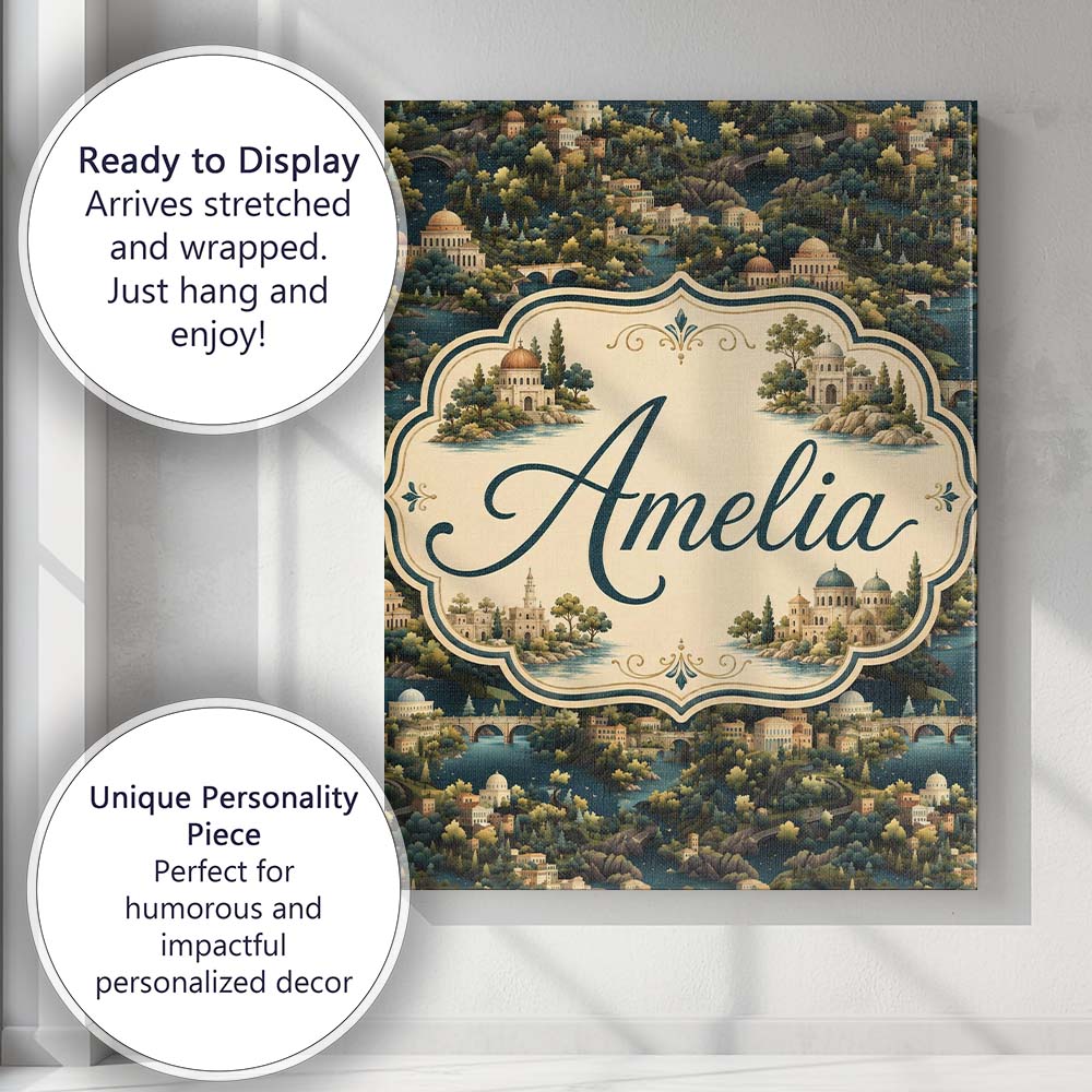 Personalised Name Lush River Valley Town Custom  Unique Gift Idea Elegant Feature Canvas Wall Art Print Decor Picture Ready to Hang
