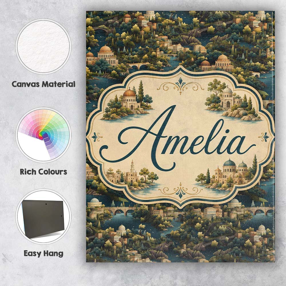 Personalised Name Lush River Valley Town Custom  Unique Gift Idea Elegant Feature Canvas Wall Art Print Decor Picture Ready to Hang