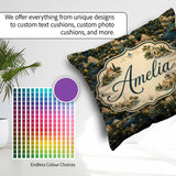 Custom Name Lush River Valley Town Scenic Seamless Pattern Name Square Filled Cushion Throw Pillow Sofa Bed Home Decor Zip Washable UK Made