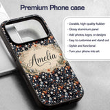 Cute Gothic Dolls with Floral Elements Seamless Custom Name Protective Phone Case Mobile Cover Durable Everyday Smartphone Shock Resistant