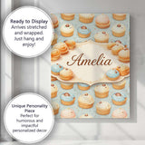 Personalised Name Coffee Cream Bun Pastry Seamless Pattern Perfect Custom  Unique Canvas Wall Art Print Decor Picture Ready to Hang