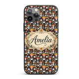 Chibi Orange Haired Girl Forest Animal Seamless Custom Name Protective Phone Case Mobile Cover Durable Everyday Smartphone Shock Resistant