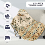 Ancient Desert Village Scenic Landscape Seamless Pattern Art Name  Personalised Custom Name Super Soft Fleece Blanket Bed Sofa Throw