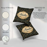 Custom Name Night City Skyline Gold Detail Seamless Pattern Art Square Filled Cushion Throw Pillow Sofa Bed Home Decor Zip Washable UK Made