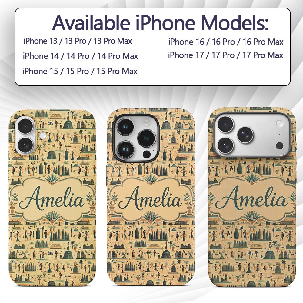 Egyptian Culture People Architecture Seamless Custom Name Protective Phone Case Mobile Cover Durable Everyday Smartphone Shock Resistant
