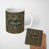Personalized Custom Name Ancient Hieroglyphics Symbols Decorative Seamless Pattern Art Name 11oz Ceramic Coffee Tea Mug White Large Handle